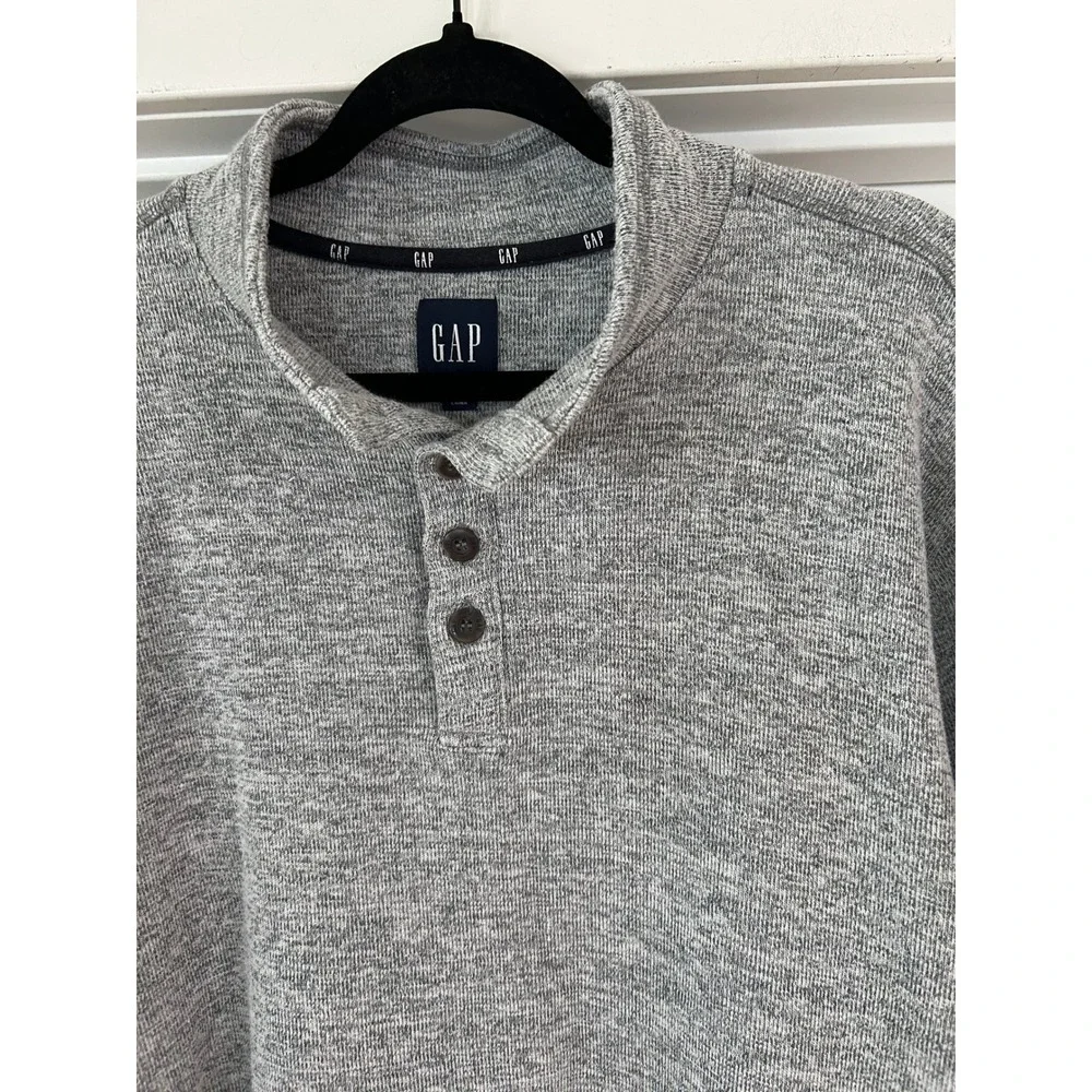 Gap Mens XXL Gray Heather Henley Pullover Sweater Mock Neck Long Sleeve QMT4777S